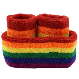 Hsthe Sea 3 Piece Headband and Bracelet Set, Rainbow Bracelet, Pride Party Accessories, 80s Neon Headband, Fitness Sports Bracelet Set for Men and Women, Gay Parade, Carnival Event