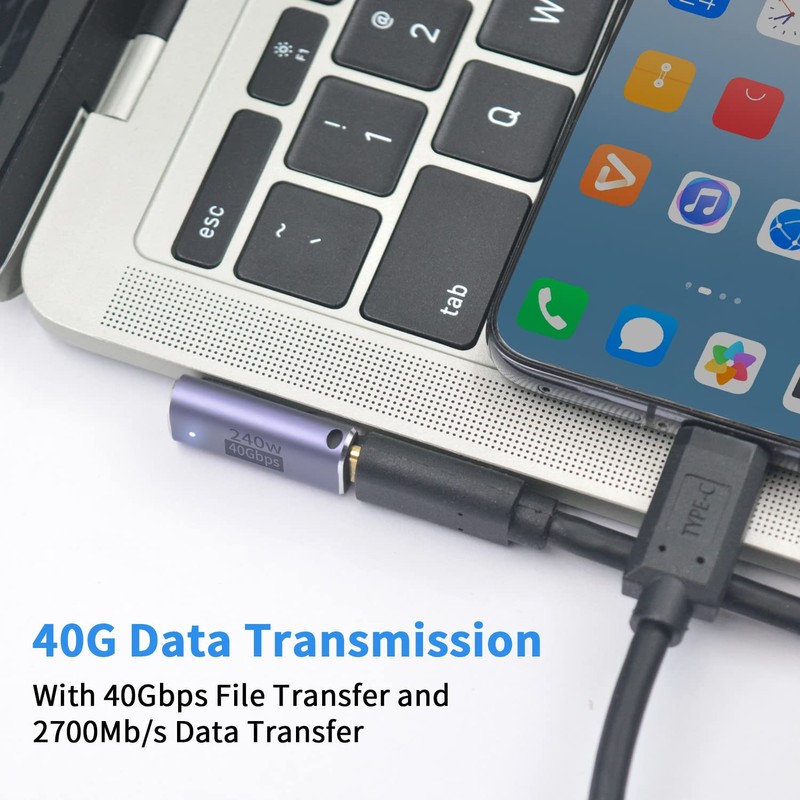 Poyiccot USB C Right Angle Adapter, [240W Fast Charging &