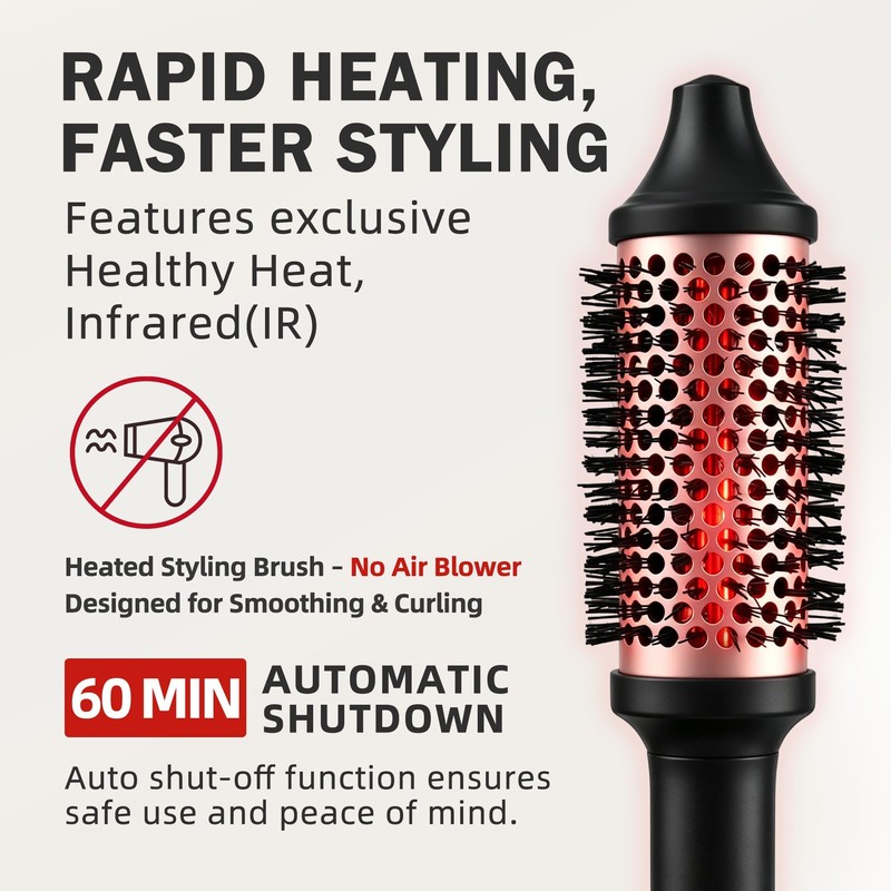 1.75" Infrared Thermal Round Brush, Anti-Frizz Curling Iron