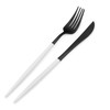 Matte Black Silverware Set with white handle, Bysta 5-Piece Stainless
