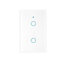 DQST Interruptor Apagador Inteligente WiFi, SE REQUIERE CABLE NEUTRO, Smart Switch con Tecla Táctil Sensibilidad, Control Remoto 2.4G WiFi, Compatible con Alexa/Google Home/IFTTT (2 Gang)