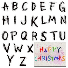 Christmas Letter Upper Case Alphabet Clear Stamps for Card Making Scrapbooking Crafting DIY Decorations, Christmas Words Silicone Clear Stamps for Embossing Album Crafts