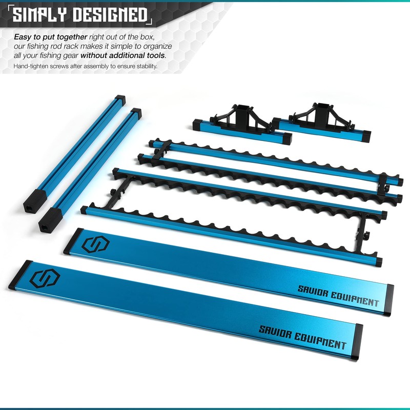Savior Equipment Fishing Rod Rack Holder Organizer, Lightweight Aluminum Vertical