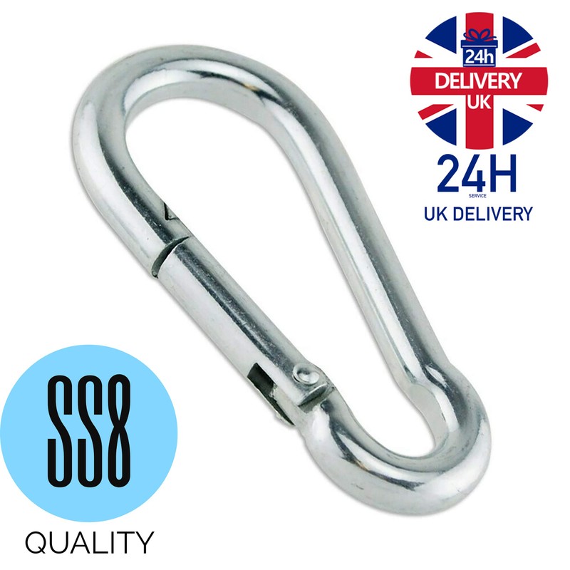 SS8® Carabiner 4x40mm Clips Hooks Heavy Duty Clip for Gym