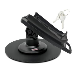 Discount Credit Card Supply Dejavoo Z3/Z6 3" Latch and Key Lock Compact Pole Mount Terminal Stand with Round Freestanding Mobility Base Plate