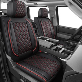 MIROZO Front Tundra Seat Covers Red,2PCS Truck Seat Cover Car Seat Protector Leather Seat Covers Fits for Tundra 2014 2014 2015 2016 2017 2018 2019 2020 2021 (Black and Red,2PCS Front)
