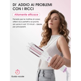 AraSyleon Arricciacapelli Automatico con Aria Fredda e Ioni, 30 mm Ceramica Auto Curler, 5 Temperature 160-200°C, Antiscottatura, Doppia Tensione 110-240V per Casa e Viaggi
