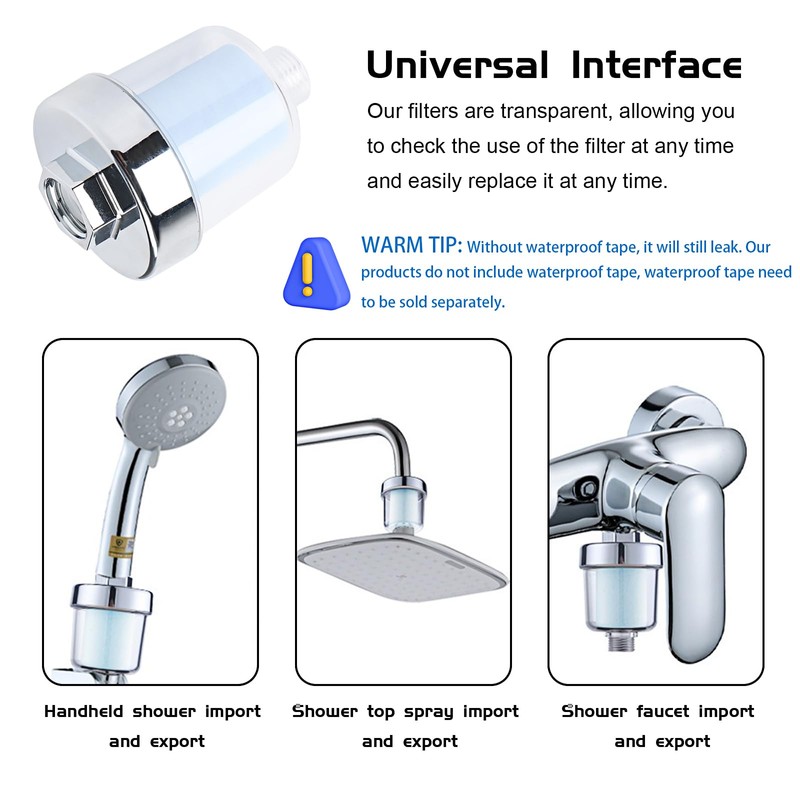 Shower Water Filter, Shower Filter with Two Interchangeable Filter Elements,