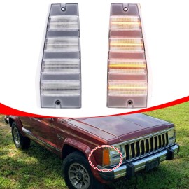 LUC Clear LED Front Side Marker Corner Signal Light For 1984-1996 Jeep Cherokee XJ