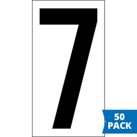 3.5" Vinyl Number Stickers of Number 7, 50-pk. - Permanent Self Adhesive Clear-Back Vinyl with Black Number Decals, DOT Regulations Compliant, J. J. Keller & Associates, Inc.