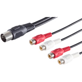 1aTTack.de 1 x 0.2 m 5-Pin DIN Male to 4 RCA Sockets High-Quality Audio Adapter Cable Moulded Connectors Nickel-Plated Contacts Perfect for HiFi Music Systems Studio Equipment
