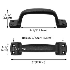 Livfodrm Black Barn Door Handles Cast Iron Gate Handle, Rustic Solid Heavy Duty Sliding Door Handles Fence Gate Pull Grab Handle 2 Pack 7 Inch