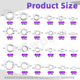 Swpeet 400Pcs 4 Styles #6#8#10 1/4" 5/16" 3/8" SAE Stainless Steel Lock Washers Assortment Kit, External Tooth Washers, Internal Tooth Serrated Lock/Split Lock/Flat Washer for Screws Bolts