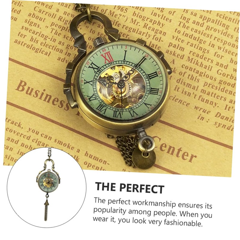 LIFKOME Retro Hollow Ball Necklace Pocket Watch Pendant Mechanical Watch