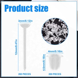 100 Pairs of Clear Earrings, 12 x 3 mm Stud Earrings, 4 x 4.6 mm, Plastic Earring Closures, Clear Plastic Earrings, Earring Holder, Flat Plastic Earrings for Sports, Work