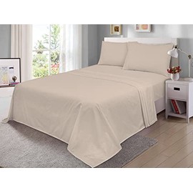 100% Egyptian Cotton Flat Sheet 200 Thread Count Hotel Quality Soft & Crisp Cotton Caravan Campervan Bed Flat Sheet (Mocha, Double)