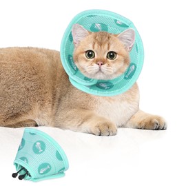 Kinwodon Green Cat Cone Collar Soft, Adjustable Cat Recovery Collar Protective Soft Cat Cone After Surgery and Injuries Prevent from Biting and Licking for Puppies Small Dogs and Cats (S)