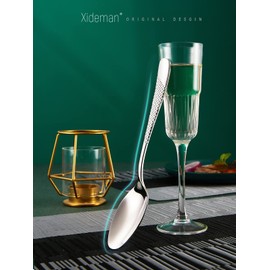 Xideman® Premium 6 Piece Dinner Spoon with Hammered, 18/10 Stainless Steel Fine Soup Spoon, 7.95" Tablespoons for Home, Kitchen or Restaurant, Mirror Polished & Dishwasher Safe