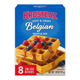Krusteaz Light and Crispy Belgian Waffle Mix, Krusteaz Waffle Mix, 28 oz Box (Pack of 8)