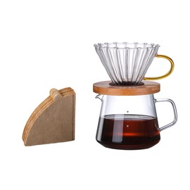 Gugrida 400ml 600ml Coffee Server, Drip Coffee Server, Hand Drip Coffee Server, Heat Resistant, Cold Resistant, High Boron Silica Glass Material, Non-Toxic, Tasteless (600ml, Transparent)