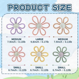 JAVEOLA 6Pcs Boho 3 Size Wall Decor Nursery Daisy Wall Hanging Bohemian Woven Flower Pendants for Bedroom