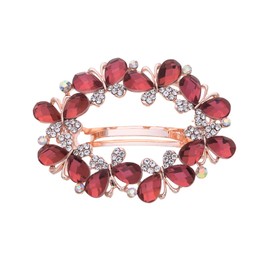 Ruihfas Bridal Hair Jewelry Austria Rhinestone Crystal Hair Barrette for Women Clips Hair Hairpins (Red)