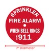 Universal Fire Sprinkler Alarm Bell Sign - 7" Round -