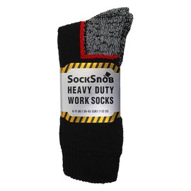 3 Pairs Mens Heavy Duty Cotton Cushioned Work Boot Socks with Reinforced Heel & Toe (6-11 UK, Black)