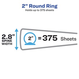 Avery Economy View 3 Ring Binder, 2" Round Rings, 1 White Binder (05731)