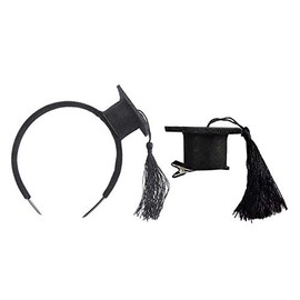 Aiffort 1 diadema de graduación negra con 1 clip de pelo negro para graduación, fiesta de cumpleaños, decoración de suministros