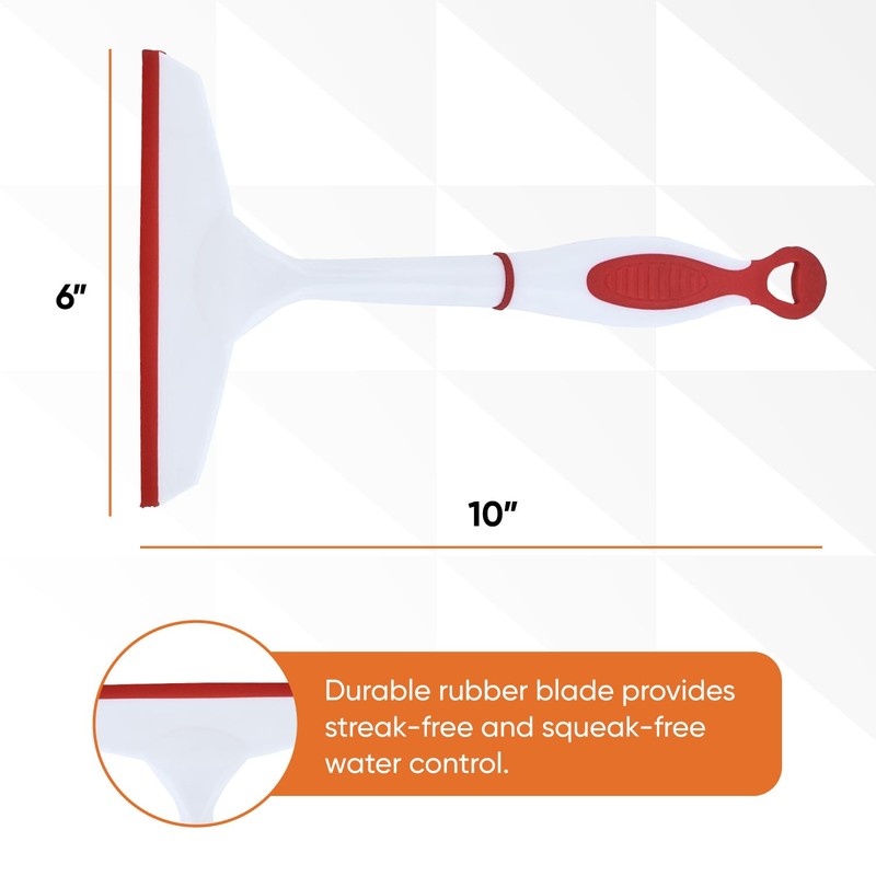 Superio 6” Window Squeegee with Grip Handle and Hanging Hook.