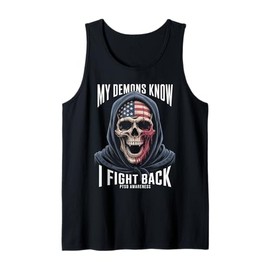 Reaper PTSD My Demons Know I Fight Mental Health Awareness Tank Top