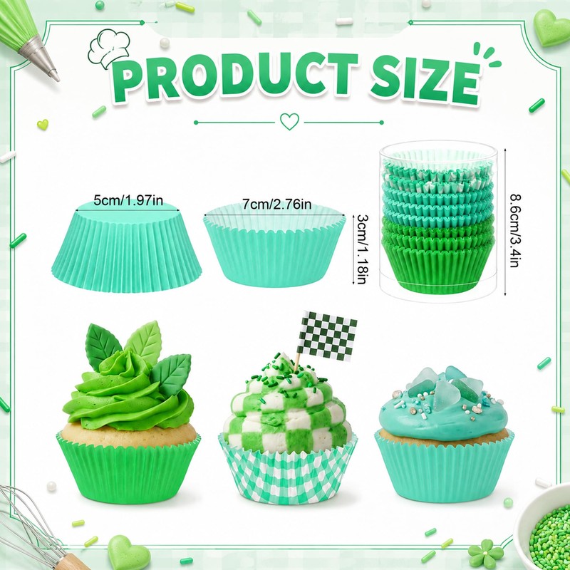 Glavatrix Cupcake Liners 200 Ct Sage Green 3 Patterns Paper