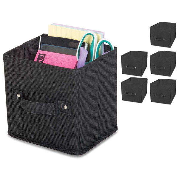 Smart Design Cube Organizer - Riveted Reinforced Handles - Non-Woven Fabric - for Storage, Arts, Crafts, Accessories, Plushies, Toys - Home Organization (10.5 x 11 Inch) (Black) 6 Pack