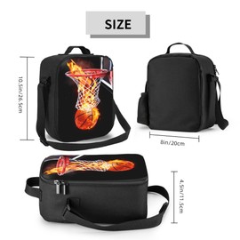 Gaakvrr Basketball Lunch Bag for Boys, Insulated Lunch Bag for Adult Teens Girls, Reusable Portable Lunch Box Cooler Tote Waterproof Lunch Container for School Office Picnic