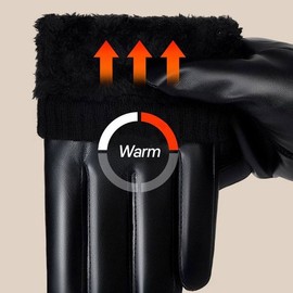 Men's Winter Thermal Smartphone Touch PU Faux Leather Gloves Motorcycle Driving Fleece Lining / 남자 겨울 방한 스마트폰 터치 PU 인조 가죽 장갑 오토바이 드라이빙 기모 안감