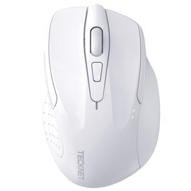 TECKNET Wireless Mouse (2.4G & BT5.0/3.0) Silent 4800 DPI Computer USB A & Bluetooth Mouse 6 Buttons, Wide Compatibility - White