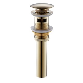 Wellsum Bathroom Pop-Up Drain Plumbing Sink Trim Kit, Solid Brass, with Overflow Function, Polished Gold, Lavatory Vessel Sink Drains
