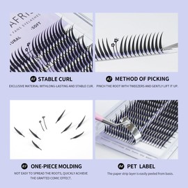 ANNAFRIS Comic Spire Eyelash Extension Premade Fans Lash Extensions Manga False Eyelashes Natural Soft Feather Shape Lashes(Comic Fox,0.07 D 9-13mm Mix)
