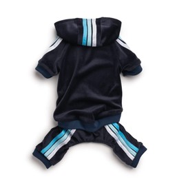 fabdog Dog Jogger Hoodie - Comfy Velour Dog Sweater for All Dogs - Soft, Lightweight Dog Clothes Ideal for Gift - Fits Neck Sizes 20" | Navy