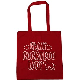 Hippowarehouse Crazy cockapoo lady - dog Tote Shopping Gym Beach Bag 42cm x38cm, 10 litres