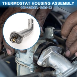 A ABSOPRO Car Thermostat No.12620112 Engine Coolant Thermostat Housing Assembly for GMC Envoy 4.2L 2002-2009 Aluminum Alloy Silver Tone Durable