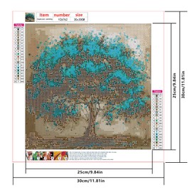 SHEGZHUC 2 Pack Diamond Painting Tree 30 x 30 cm Painting by Numbers Tree Diamond Painting Pictures Tree of Life Trees Red Blue Tree Diamond Painting Art Embroidery Cross Stitch Pictures Gift Wall