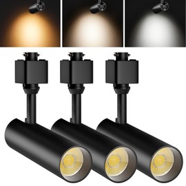 OTeedo 3 Pack 10W Track Lighting Heads,LED Dimmable H Type Track Light fixtures 3000K-4500K-6000K Track Fixtures Ceiling Spotlight 24° Angle for Art Accent Lighting Flicker Free CRI90+ 1000lm Black