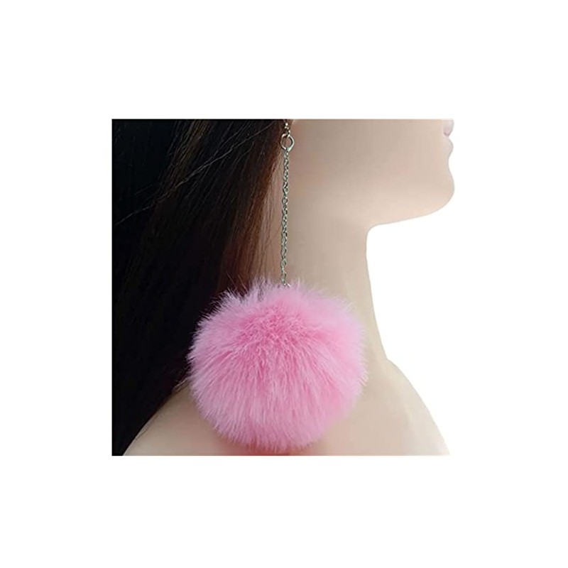 Pom Pom Dangle Earrings Statement Fluffy Fur Ball Drop Earrings