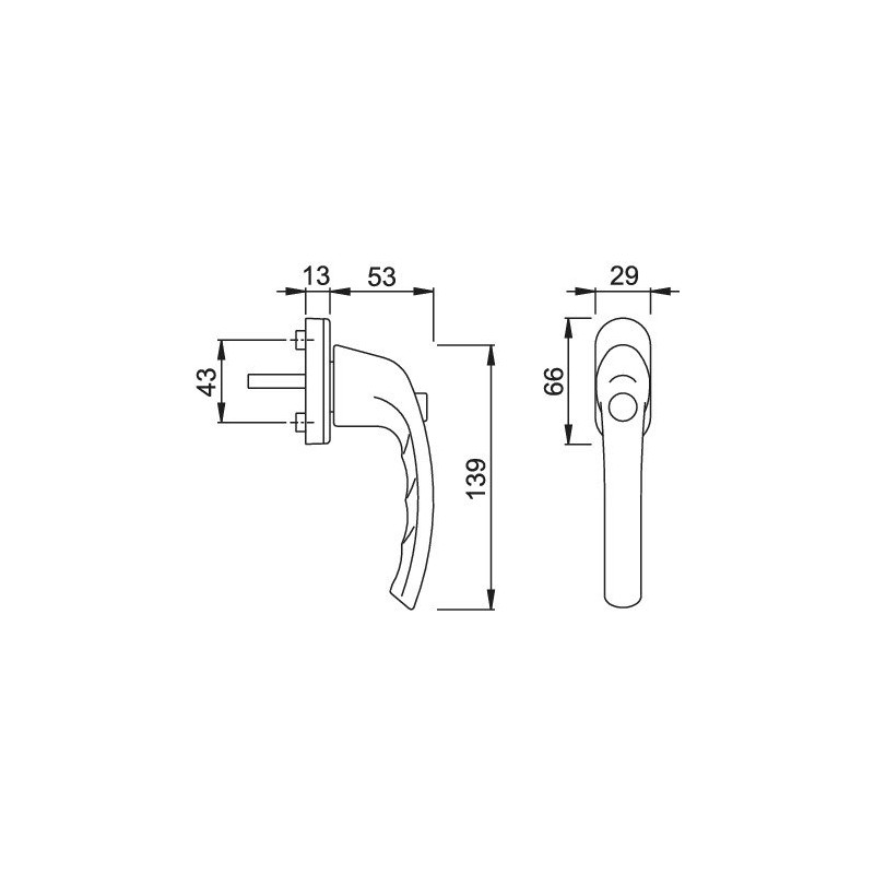 Hoppe Tokyo 0710SV/U26 Window Handle with Push Button in Traffic