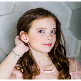 Monily Initial Bracelet for Women Heart Tag Bead Bracelet Letter R Bracelets Birthday Gifts