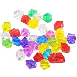 VNDEFUL 100PCS Mixed Color Acrylic Clear Crystal Colored Ice Rock Cubes for Vase Fillers or Table Scatters