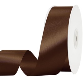 Brown Satin Ribbon 1 1/2 Inch, 50 Yards Solid Brown Fabric Ribbons for Gift Wrapping Crafts Floral Bouquets Wedding Christmas Party Decoration