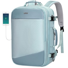 PIJUSHI Carry on Travel Backpack for Women Large Flight Approved Personal Item Bag with USB Port Fits 16 Inch Laptop(PE035 Blue)